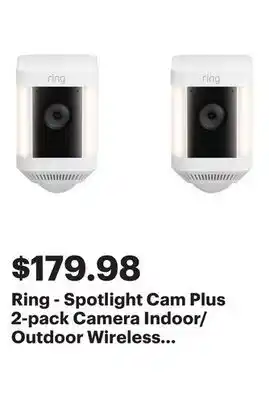 Best Buy Ring - Spotlight Cam Plus 2-pack Camera Indoor/Outdoor Wireless 1080p Security Cameras - White offer