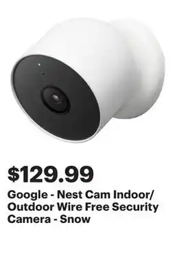 Best Buy Google - Nest Cam Indoor/Outdoor Wire Free Security Camera - Snow offer