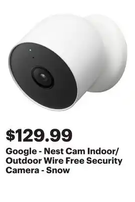 Best Buy Google - Nest Cam Indoor/Outdoor Wire Free Security Camera - Snow offer