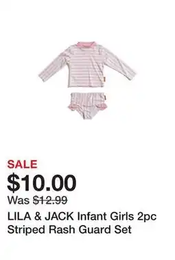 Marshalls LILA & JACK Infant Girls 2pc Striped Rash Guard Set offer