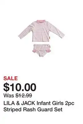Marshalls LILA & JACK Infant Girls 2pc Striped Rash Guard Set offer