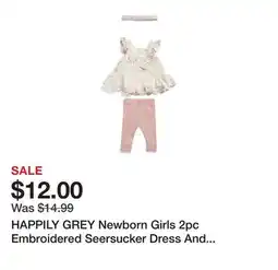 Marshalls HAPPILY GREY Newborn Girls 2pc Embroidered Seersucker Dress And Leggings Set offer
