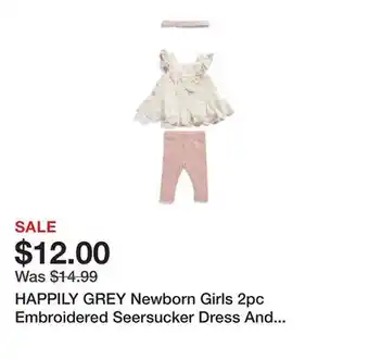 Marshalls HAPPILY GREY Newborn Girls 2pc Embroidered Seersucker Dress And Leggings Set offer