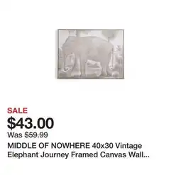 Marshalls MIDDLE OF NOWHERE 40x30 Vintage Elephant Journey Framed Canvas Wall Art offer