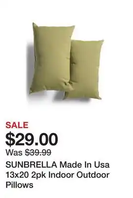 Marshalls SUNBRELLA Made In Usa 13x20 2pk Indoor Outdoor Pillows offer