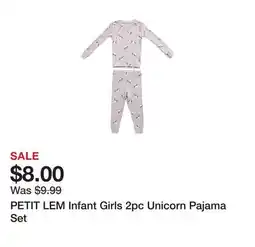 Marshalls PETIT LEM Infant Girls 2pc Unicorn Pajama Set offer