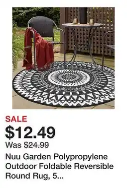 Tractor Supply Company Nuu Garden Polypropylene Outdoor Foldable Reversible Round Rug, 5 ft., Black/White offer