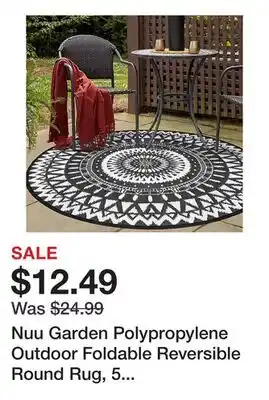 Tractor Supply Company Nuu Garden Polypropylene Outdoor Foldable Reversible Round Rug, 5 ft., Black/White offer
