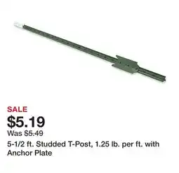 Tractor Supply Company 5-1/2 ft. Studded T-Post, 1.25 lb. per ft. with Anchor Plate offer