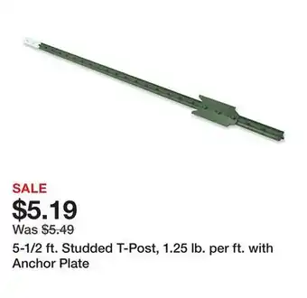Tractor Supply Company 5-1/2 ft. Studded T-Post, 1.25 lb. per ft. with Anchor Plate offer