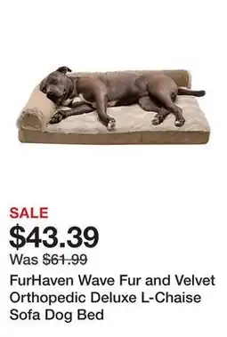 Tractor Supply Company FurHaven Wave Fur and Velvet Orthopedic Deluxe L-Chaise Sofa Dog Bed offer