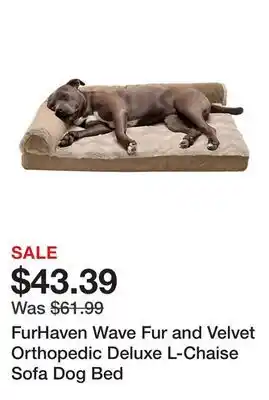 Tractor Supply Company FurHaven Wave Fur and Velvet Orthopedic Deluxe L-Chaise Sofa Dog Bed offer