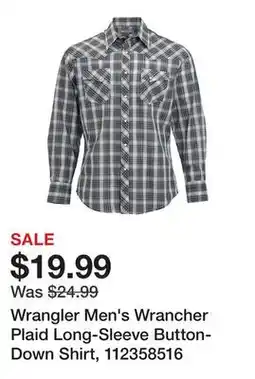 Tractor Supply Company Wrangler Men's Wrancher Plaid Long-Sleeve Button-Down Shirt, 112358516 offer