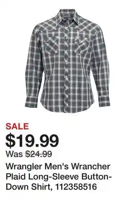 Tractor Supply Company Wrangler Men's Wrancher Plaid Long-Sleeve Button-Down Shirt, 112358516 offer
