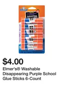 Five Below Elmer's Washable Disappearing Purple School Glue Sticks 6-Count offer