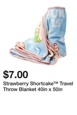 Five Below Strawberry Shortcake Travel Throw Blanket 40in x 50in offer