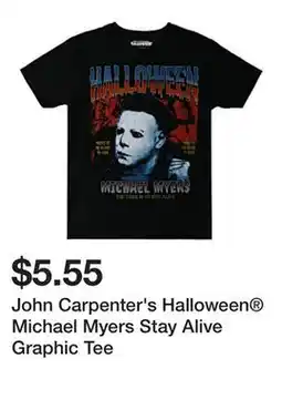 Five Below John Carpenter's Halloween Michael Myers Stay Alive Graphic Tee offer