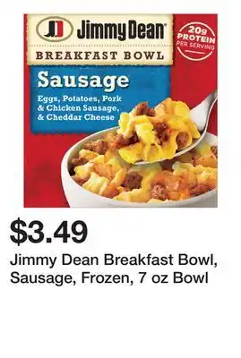 Wegmans Jimmy Dean Breakfast Bowl, Sausage, Frozen, 7 oz Bowl offer
