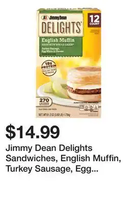 Wegmans Jimmy Dean Delights Sandwiches, English Muffin, Turkey Sausage, Egg White & Cheese offer