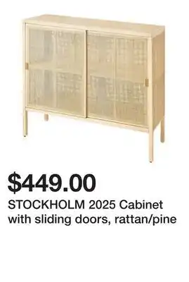 Ikea STOCKHOLM 2025 Cabinet with sliding doors, rattan/pine offer