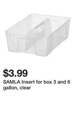 Ikea SAMLA Insert for box 3 and 6 gallon, clear offer