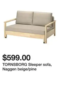 Ikea TORNSBORG Sleeper sofa, Naggen beige/pine offer