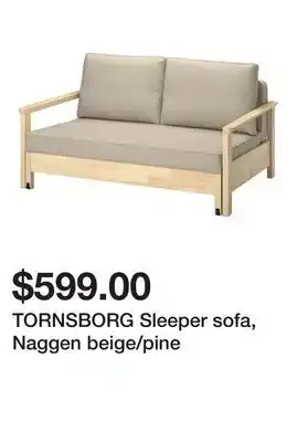 Ikea TORNSBORG Sleeper sofa, Naggen beige/pine offer