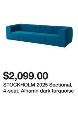 Ikea STOCKHOLM 2025 Sectional, 4-seat, Alhamn dark turquoise offer