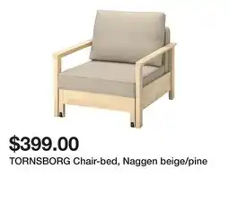 Ikea TORNSBORG Chair-bed, Naggen beige/pine offer