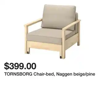 Ikea TORNSBORG Chair-bed, Naggen beige/pine offer