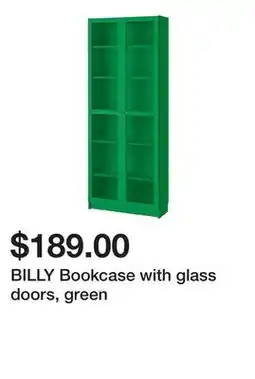 Ikea BILLY Bookcase with glass doors, green offer