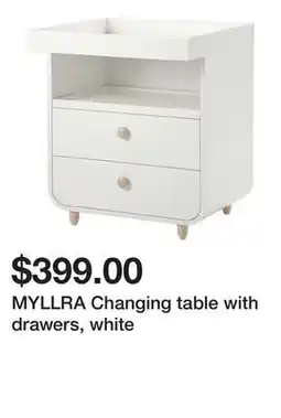 Ikea MYLLRA Changing table with drawers, white offer