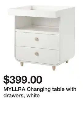 Ikea MYLLRA Changing table with drawers, white offer