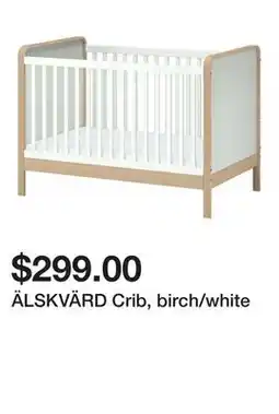 Ikea ÄLSKVÄRD Crib, birch/white offer