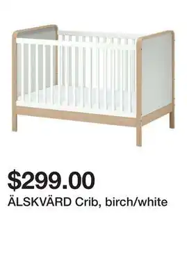 Ikea ÄLSKVÄRD Crib, birch/white offer