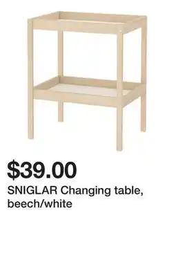 Ikea SNIGLAR Changing table, beech/white offer