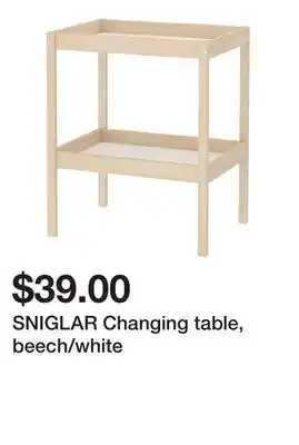 Ikea SNIGLAR Changing table, beech/white offer