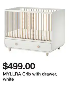 Ikea MYLLRA Crib with drawer, white offer