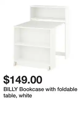 Ikea BILLY Bookcase with foldable table, white offer
