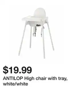 Ikea ANTILOP High chair with tray, white/white offer