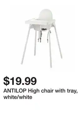 Ikea ANTILOP High chair with tray, white/white offer