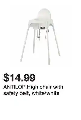 Ikea ANTILOP High chair with safety belt, white/white offer