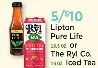 Heinen's Lipton Pure Life 18.5 OZ. or The Ryl Co. 16 OZ. Iced Tea offer