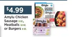 Heinen's Amylu Chicken Sausage 9 OZ., Meatballs 10 OZ. or Burgers 8 OZ offer