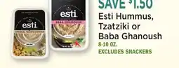 Heinen's Esti Hummus, Tzatziki or Baba Ghanoush offer