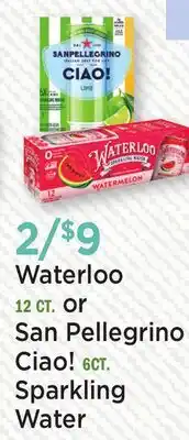 Heinen's Waterloo 12 CT. or San Pellegrino Ciao! 6CT. Sparkling Water offer
