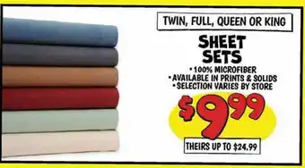 Ollie's TWIN, FULL, QUEEN OR KING SHEET SETS offer