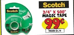 Ollie's SCOTCH 3/4 X 500 MAGIC TAPE offer