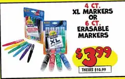 Ollie's 4 CT. MARKERS OR 6 CT. ERASABLE MARKERS offer