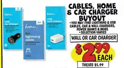 Ollie's CABLES, HOME & CAR CHARGER BUYOUT offer
